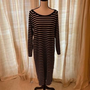 Blue and white striped dress